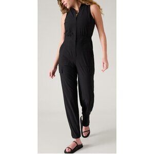Athleta Women's Size 8P Sleeveless Jumpsuit Brooklyn Utility Pockets Zip